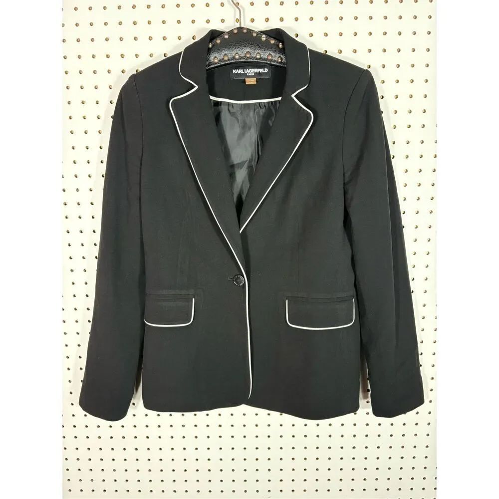 Karl Lagerfeld pipe trim blazer jacket size 4